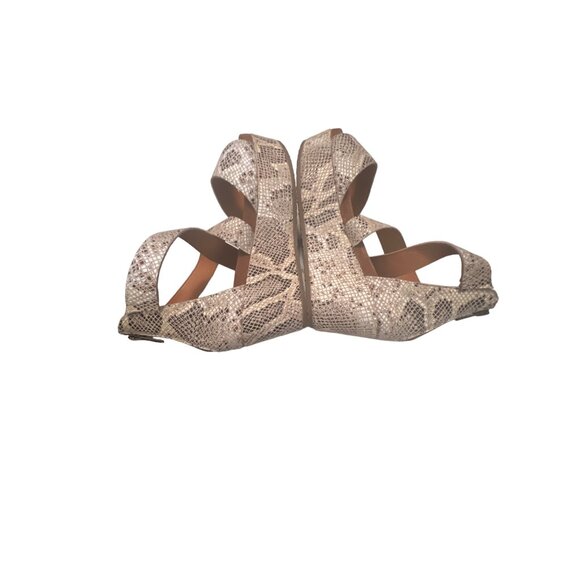 DibaTru Snakeskin Print Wedge Sandals With Zipper Back Closure & Cross Straps Fo - Picture 6 of 7